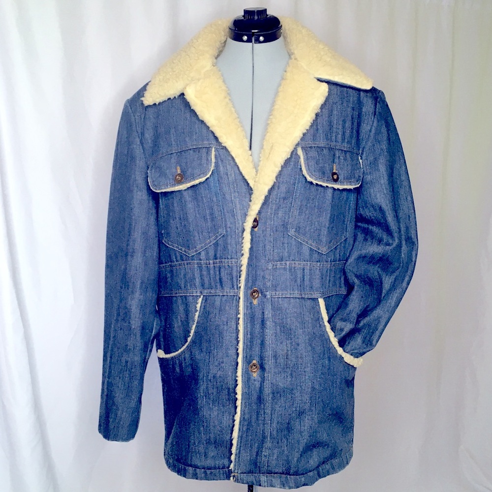 Heavy Duty Utility Vintage Men’s Denim Barn Jacket w/ Sherpa